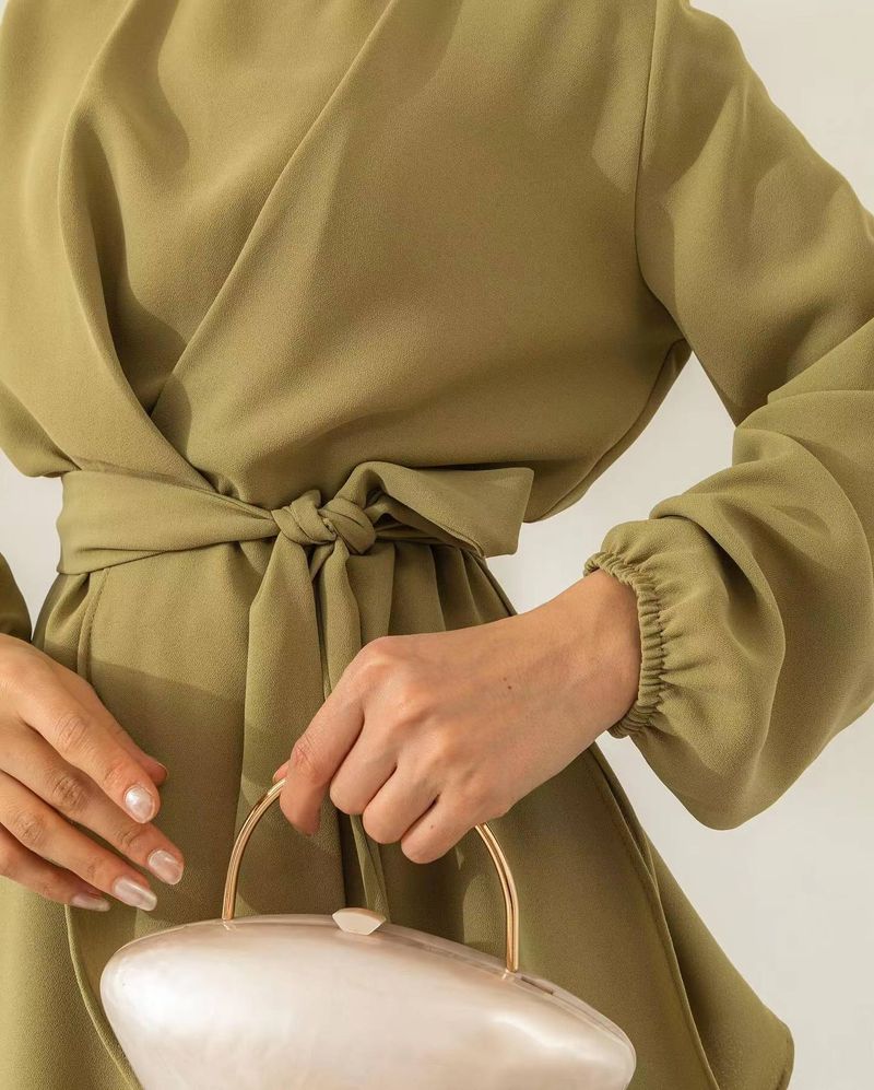 2024 Spring New Women's Clothing Muslim Style Solid Color Fashion Strap Wide Leg Pants Set_voghion.com