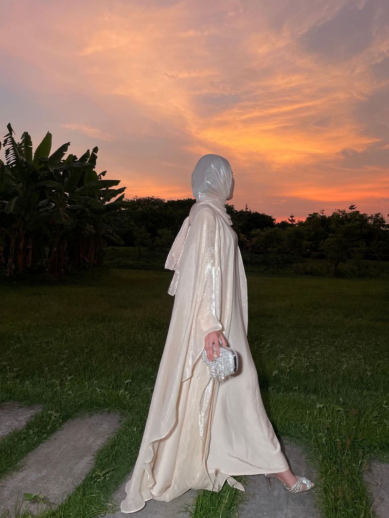 Women's Clothing Women's Muslim Suit Robe Abaya Solid Color Two Piece Ladies Dress_voghion.com