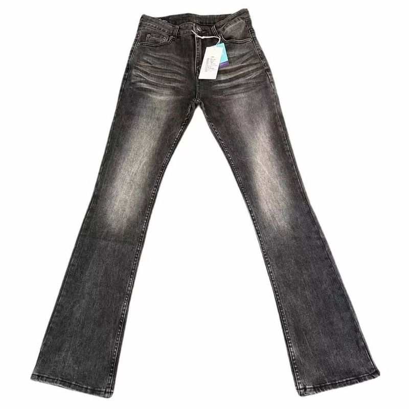 Männerkleeder Cleanfit High Grade Distressed Schwaarz a Gro Texturéiert Jeans Fir Jongen Gewaschen Retro Ausgeklappt Buedemlängt Hosen_voghion.com