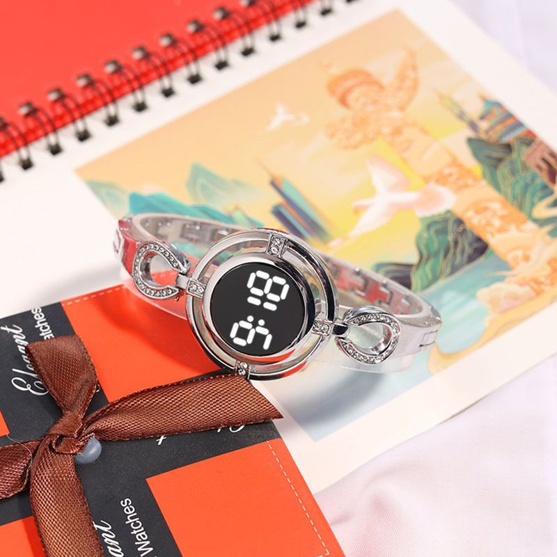 Yamaler Women Wristwatch Round Dial LED Night Light Touch Screen Accurate Time Display Scratch-resistant Smooth Surface_voghion.com
