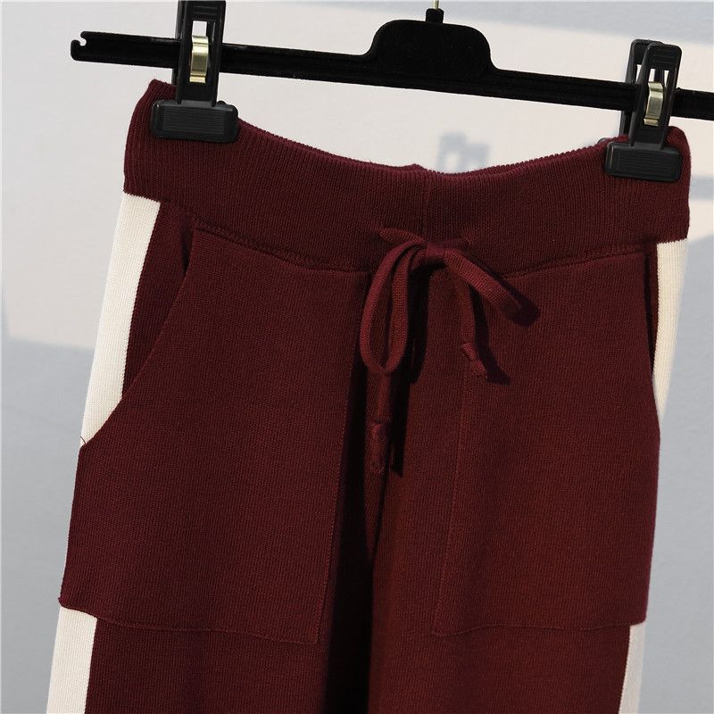 Damenbekleidung Herbst Große Größe Strickpullover Frühling und Herbst Zweiteiliger Pulloveranzug_voghion.com