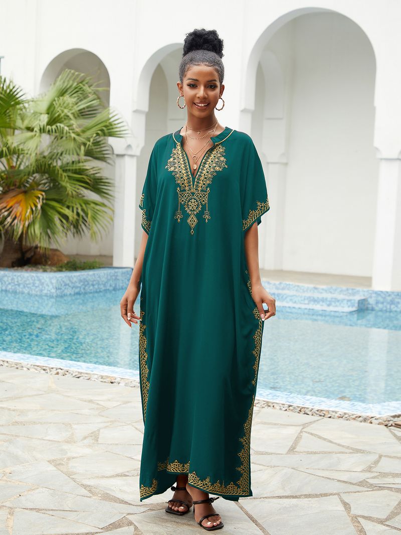Abito da spiaggia oversize da donna – Tunica leggera in rayon con collo alto, copri bikini, copricostume da bagno_voghion.com