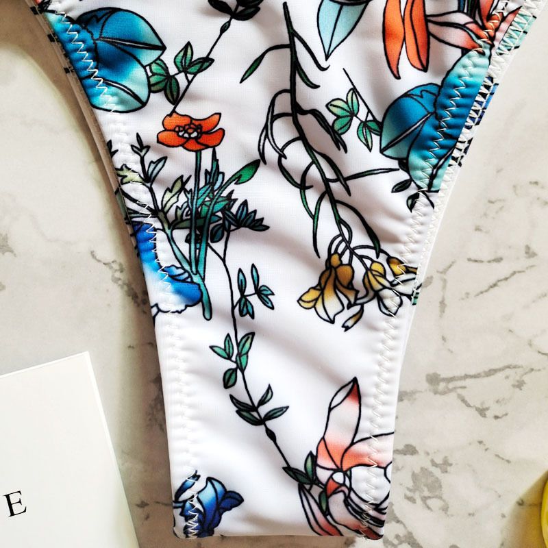 New Printed Women's Sexy Two-Piece Bikini Brazilian Hot Spring V-String Swim Bottoms_voghion.com