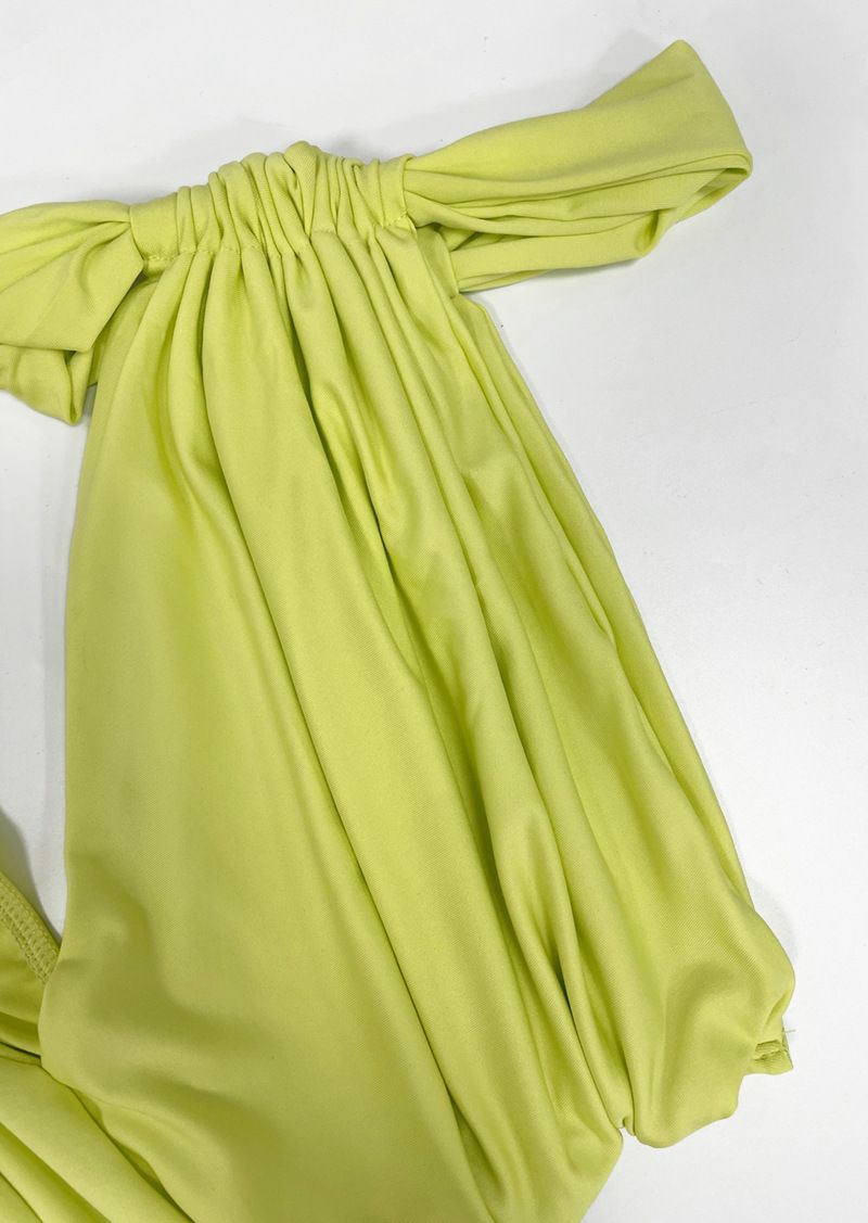 Abito lungo arricciato con lacci, tinta unita, alla moda, con schiena scoperta, monospalla, estivo 2025_voghion.com