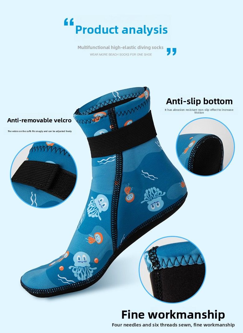Calzini lunghi tubolari antiscivolo caldi da spiaggia per bambini da 3 mm, adatti per nuoto invernale, immersioni e snorkeling_voghion.com
