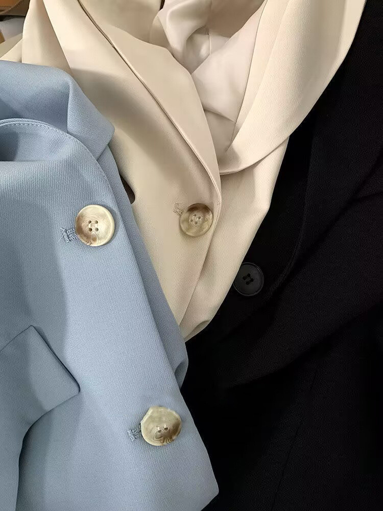 Abito da donna classico primaverile a due bottoni con temperamento arancione, sciolto, casual, per celebrità di Internet, da donna_voghion.com