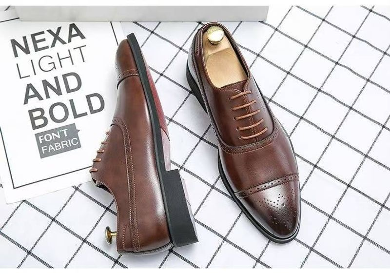 Cot Performance Oxford Herren Rote Sohle Fahion Buine Casual Party Bankett Täglich Retro Geschnitzt Schnürschuh Brogue Dre_voghion.com