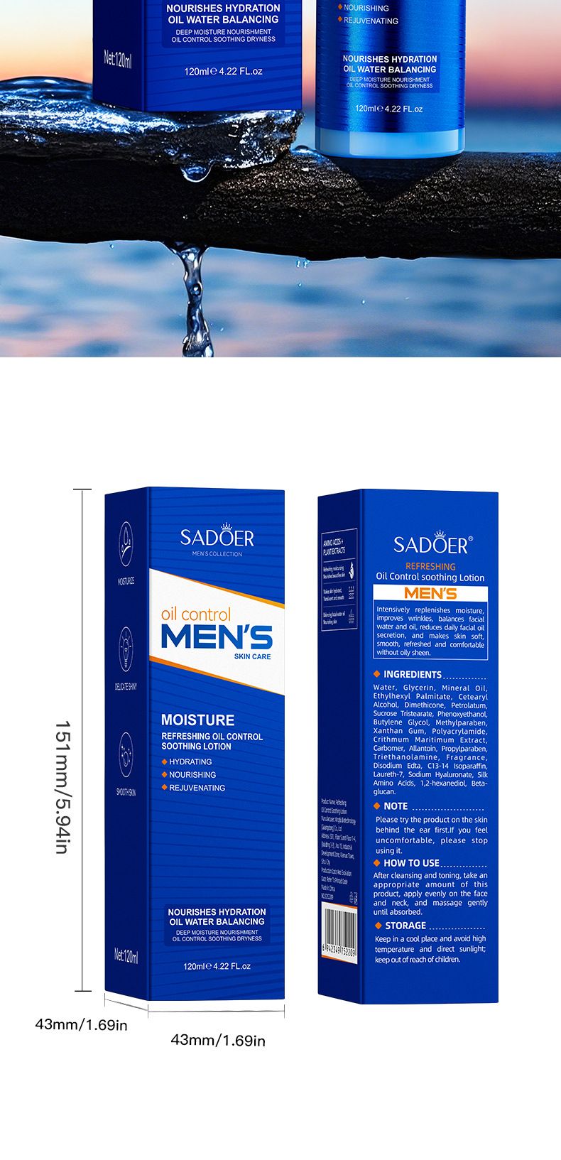 Men's Oil Control Soothing Milk 120ml Refreshing Hydrating Moisturizing Face Cream Skincare Product_voghion.com