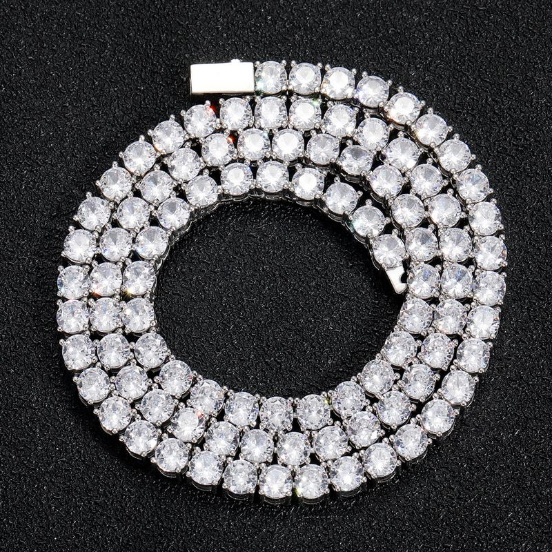 Collana da uomo con catena da tennis Hip Hop, larghezza 3 mm, 4 mm, 5 mm, fibbia a molla, micro intarsio, zirconi a fila singola, collana Hip Hop_voghion.com