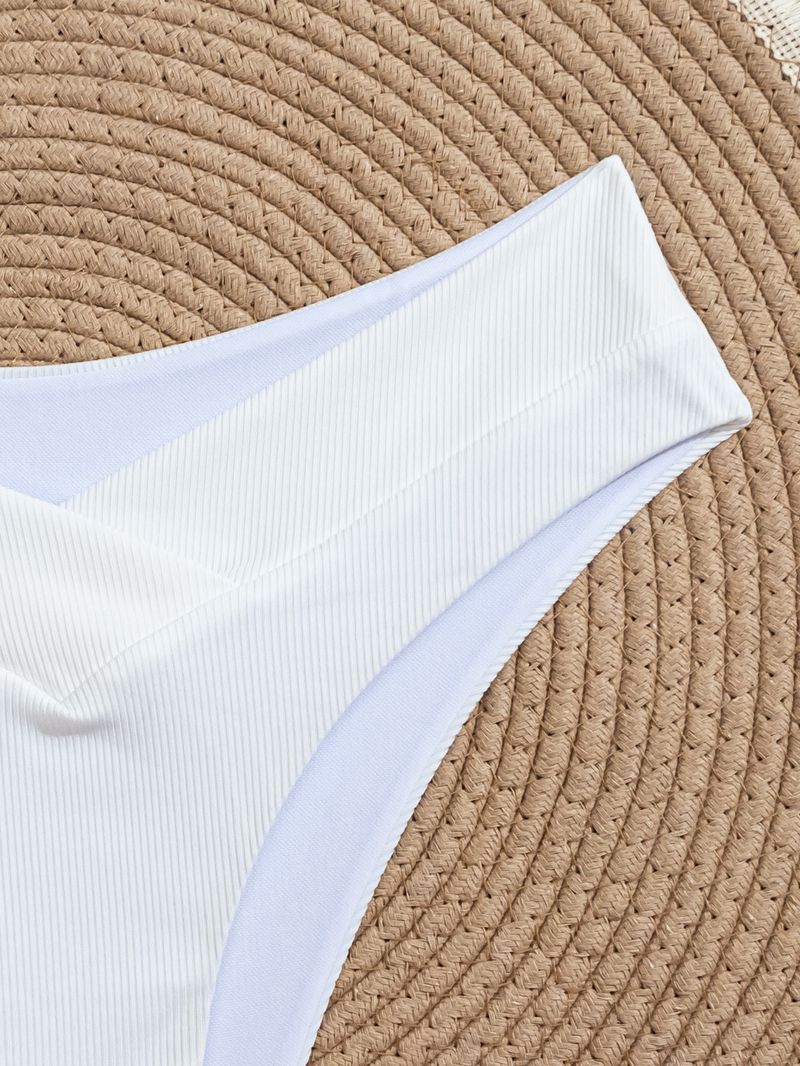 Costume da bagno da donna a vita alta, in tessuto morbido con motivo a croce a righe verticali, per spiaggia, vacanze, piscina e feste_voghion.com