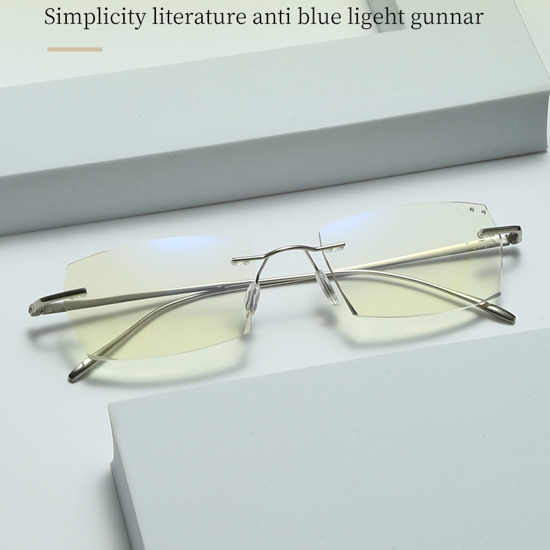 Occhiali da presbiopia unisex con bordo tagliato a luce blu con diamanti e occhiali da presbiopia senza cornice, occhiali da presbiopia per uomo e donna che cambiano colore_voghion.com