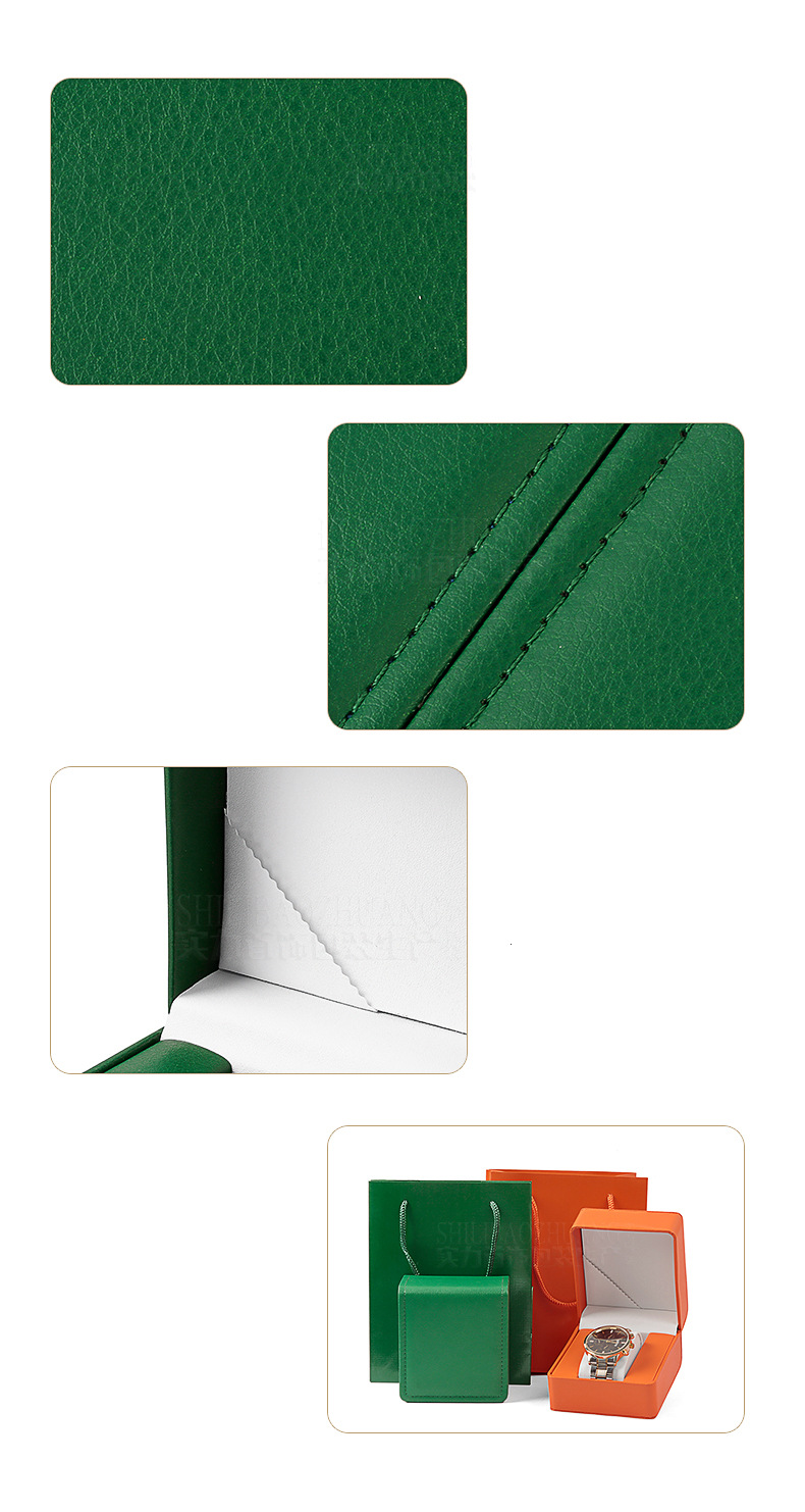 Leather Round Corner Watch Box Storage Box Advanced Sense Watch Packaging Box Green Watch Box Watch Box_voghion.com