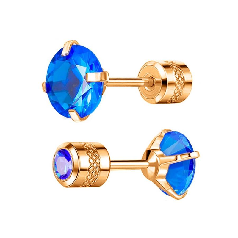 1 pora 2–8 mm rubino mėlynos spalvos putojančių cirkonio deimantų auskarų, elegantiškų minimalistinio stiliaus, nerūdijančio plieno dengtų papuošalų, kasdieniams, kasdieniams, 2–6 mm_voghion.com