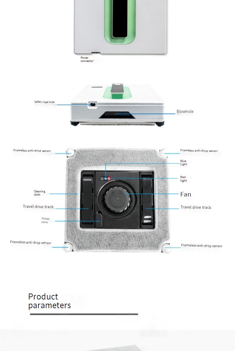 Mobilier de casă APP Control vocal inteligent ultra subțire robot de curățare a ferestrelor mașină de curățare a ferestrelor robot de curățare a ferestrelor pulverizator dublu de apă_voghion.com