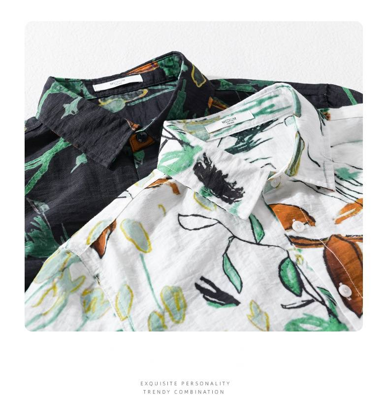 Le camicie a maniche lunghe semplici in lino da uomo per la primavera e l'estate sono alla moda, casual, larghe e versatili per i giovani._voghion.com