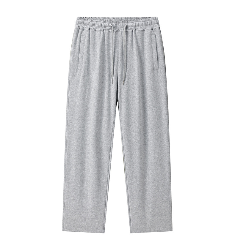 Herren-Jogginghose aus Baumwolle für den Sommer – Atmungsaktive Jogginghose mit geradem Bein für Fitnessstudio und Freizeit, Elastischer Bund mit Kordelzug, Schwarz/Grau_voghion.com