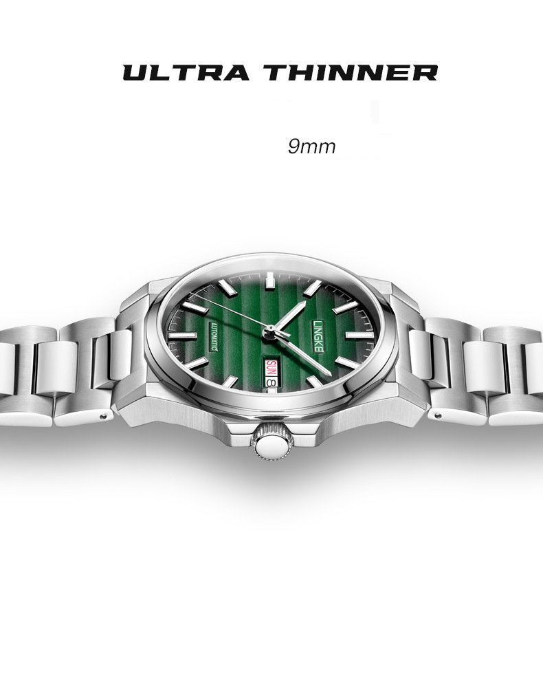 Montre mécanique automatique pour homme avec aiguilles lumineuses, étanche, boîtier en acier inoxydable, verre saphir, mouvement japonais, style professionnel_voghion.com