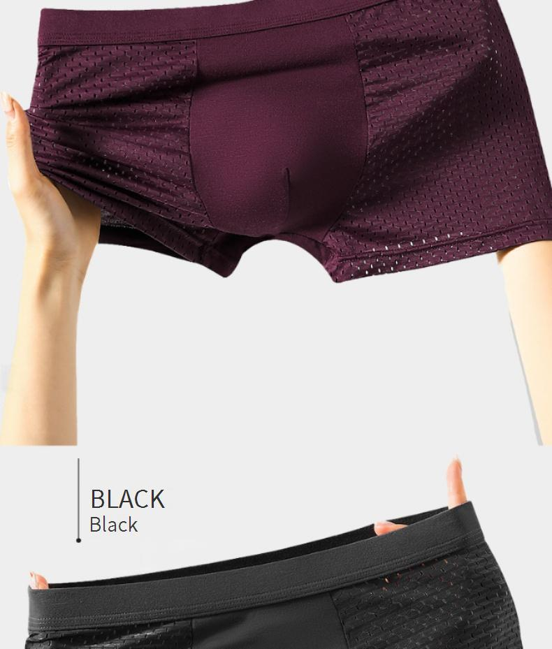 Ademende mesh boxershorts voor heren - Ultrazachte ijszijden onderkleding, comfortabel en anti-schuur, vochtafvoerend_voghion.com