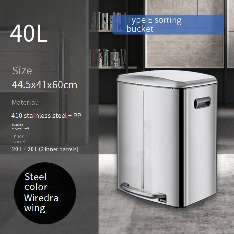 Step Trash Can – Dual Compartment Stainless Steel Waste Bin, Foot Pedal Operation, Heavy-Duty For Office/Kitchen (24L/40L, Single Lid Dual Sorting)_voghion.com