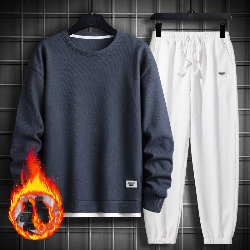 "Men's Trendy Waffle-Knit Sweatsuit Set Relaxed Fit (15 Color Combos) – 100% Polyester M-3XL"_voghion.com