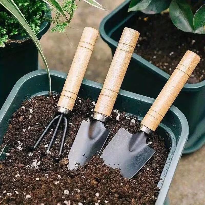 3-teiliges Garten-Set mit Rechen, Schaufel und Löffel, Gartenwerkzeug-Set zum Anpflanzen von Sukkulenten_voghion.com