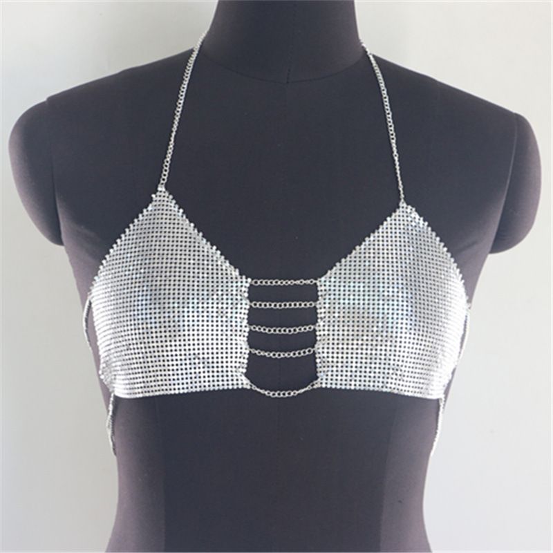 YL2907 Maglia europea e americana con strass intarsiati con paillettes di diamanti, materiale in stoffa, catena metallica appesa al collo, catena del corpo_voghion.com