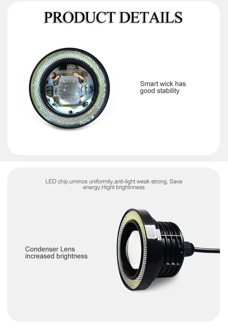 kuuma myynti LED enkelisumuvalo RGB kaukosäädin etusumuvalo 3,0/3,5 tuuman cob demon angel eye_voghion.com