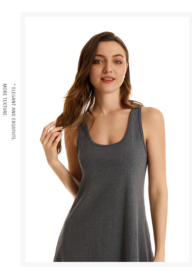 Chic And Comfortable: New Pull Frame Elastic Large Size Women’s Pure Cotton Nightgown - Vest Skirt Style, Versatile Home & Outdoor Wear_voghion.com