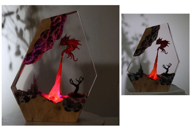 Nova lâmpada de arte de resina de dragão de chamas de fantasia 3D em forma de cuspir fogo para decoração de sala de estar e estudo_voghion.com