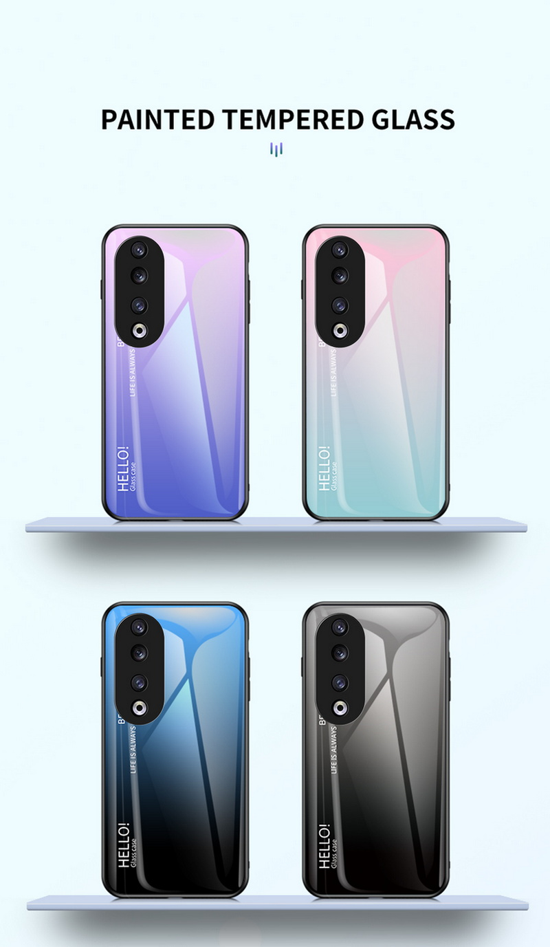 Etui ze szkła hartowanego Gradient do Honor 90 Pro 80 GT 70 60 SE 50 Honor X7A X8A X9A X7 X8 X9 X6 X6S X30i Błyszcząca tylna obudowa_voghion.com