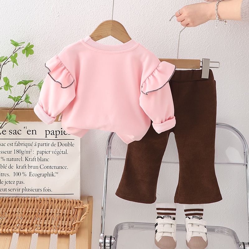 Set di abbigliamento per bambini primavera autunno 2025, felpa con cappuccio edizione coreana, set casual a due pezzi con lettere stampate a maniche lunghe,_voghion.com