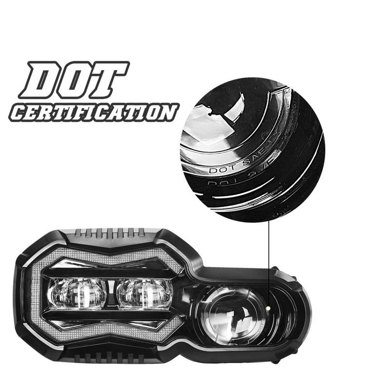 65W LED-Scheinwerfer mit DRL High/Low Halo-Beleuchtung Motorrad-Scheinwerfer für BMW F650GS F700GS F800GS F800R 2006-2018, eingebautes EMC DOT_voghion.com