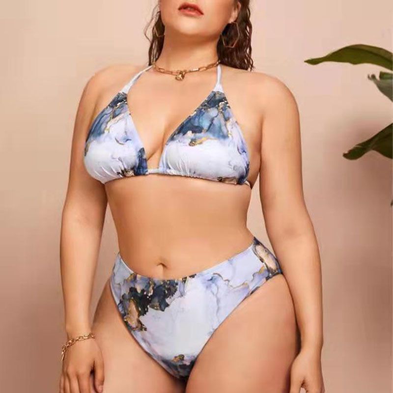 Maillot de bain trois pièces en maille pour femme grande taille, bikini triangle fendu à manches longues, maillot de bain pour femme_voghion.com