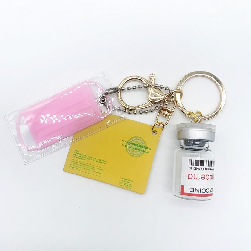 Taiwan Simulation Mask Medicine Bottle Syringe Card Pendant COVID-19 Vaccine Keychain Hanging Decoration Accessories_voghion.com