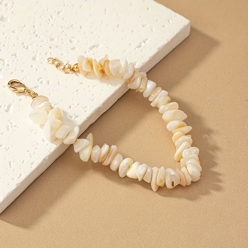 Bracelet coloré en pierre de coquillage naturelle irrégulière, fait main et enfilé, très populaire_voghion.com