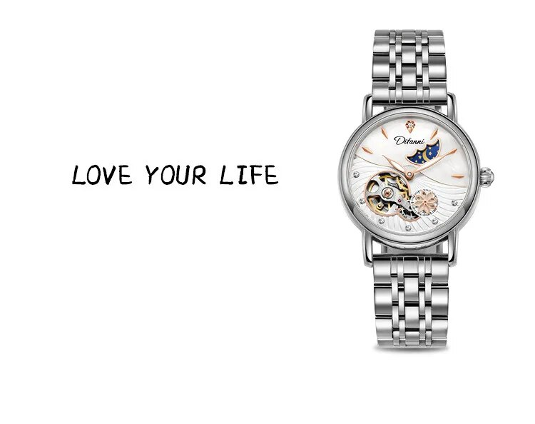 Drehbare Blumen Weibliche Uhr Frauen Top Marke Luxus Mode Mond Phase Wasserdicht Dame Automatische Mechanische Uhren Reloj_voghion.com