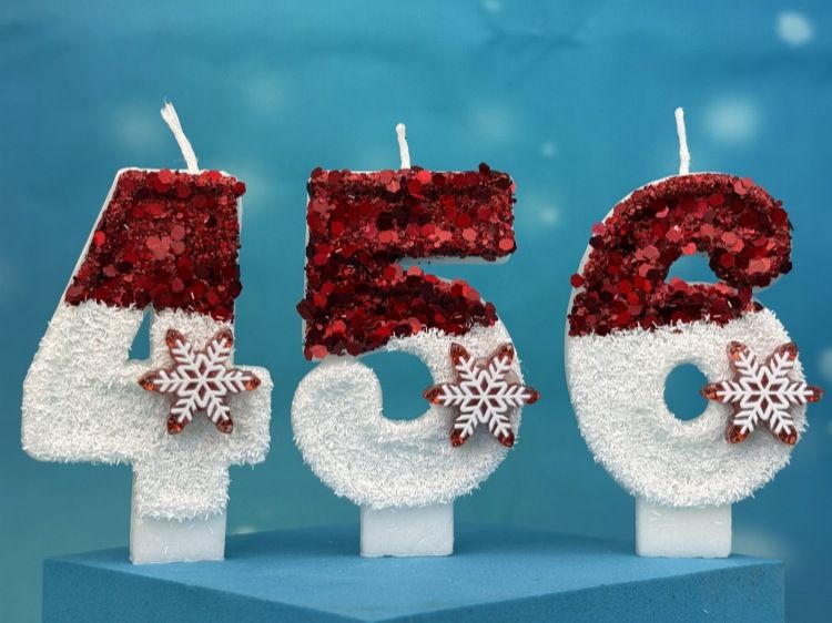 Creative Ice Snow Digital Cake Party Decoration Birthday Celebration Candle DIY Red And White Snowflake_voghion.com