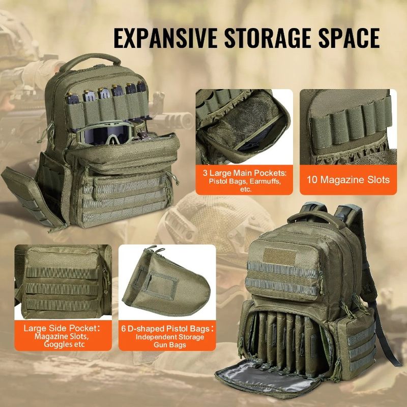 Bag Backpack Gun Tactical Green Gun Pistols For With Handguns For For Lockable Case Backpack Bag Zipper Range Shooting 6 Range_voghion.com