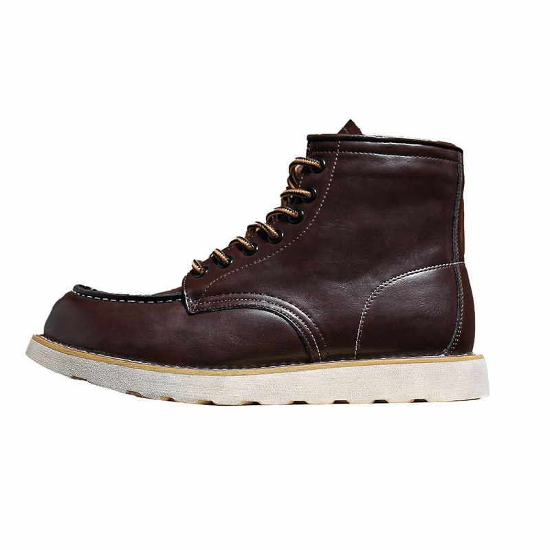 Bottes de travail Mark Head pour homme, style américain, collection European Warm Series, bottes décontractées en cuir Crazy Horse._voghion.com