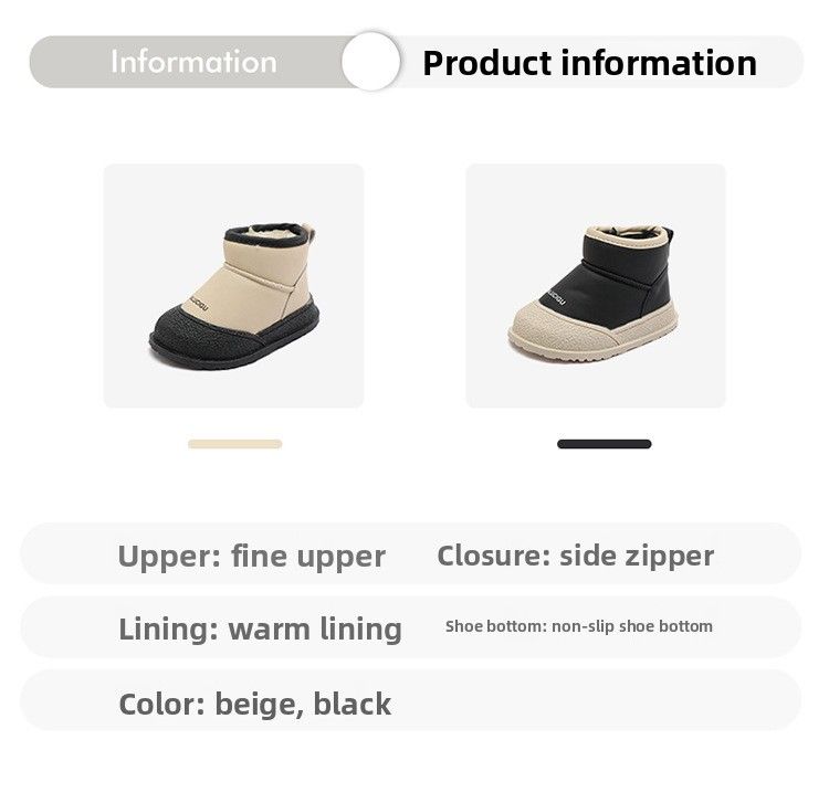 Stivali da neve invernali per bambini e bambine, in caldo cotone e pelle, foderati in pile, taglia 15-30, scarpe antiscivolo_voghion.com
