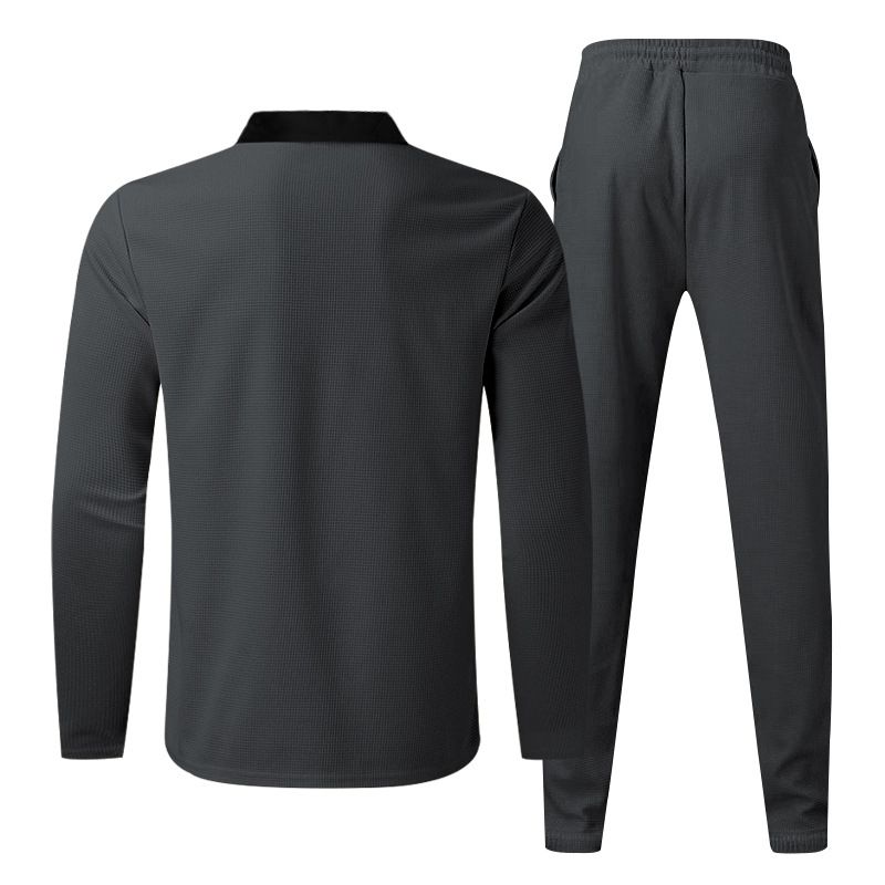 Men's Clothing Men's Waffle-Knit Zip-Up Hoodie & Jogger Set - Casual Two-Piece Outfit Fashion Trends Hot-selling_voghion.com