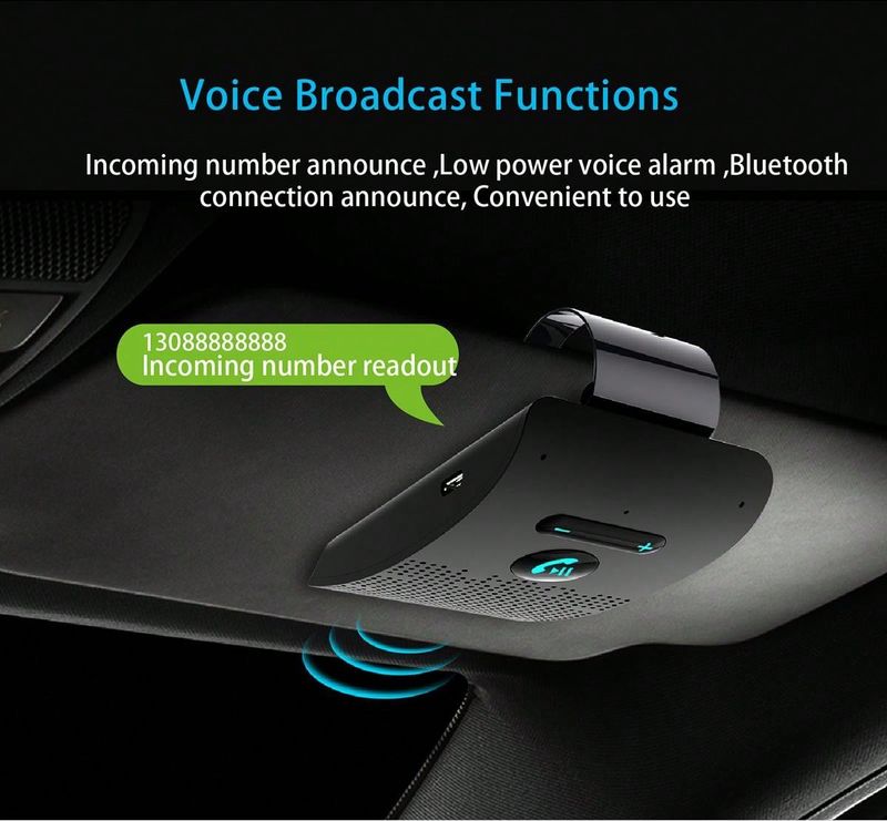 Bluetooth kompatibilan handsfree automobilski komplet, štitnik od sunca, bežični spikerfon, višetočkovni handsfree BT zvučnik, besplatni automobilski uređaj_voghion.com