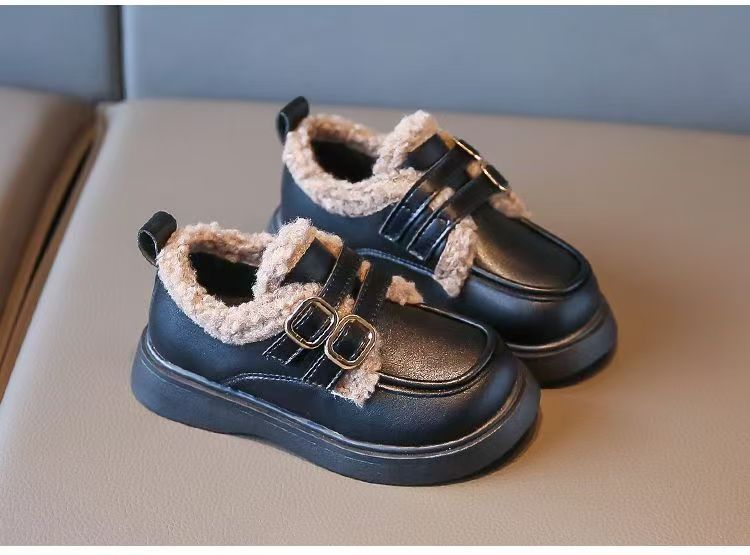 Winter Princess Shoes For Girls - Plush Lined British Style Mary Janes With Anti-Slip Soft Sole (Black/Beige/Brown, Sizes 23-37)_voghion.com