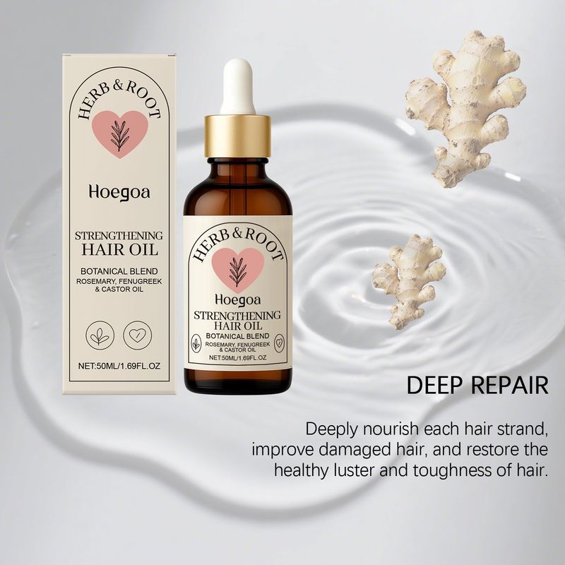 Hoegoa Rosemary Castor Essential Gentle Nourishing Smooth Glossy Hydrating Hair Care Essence Oil_voghion.com