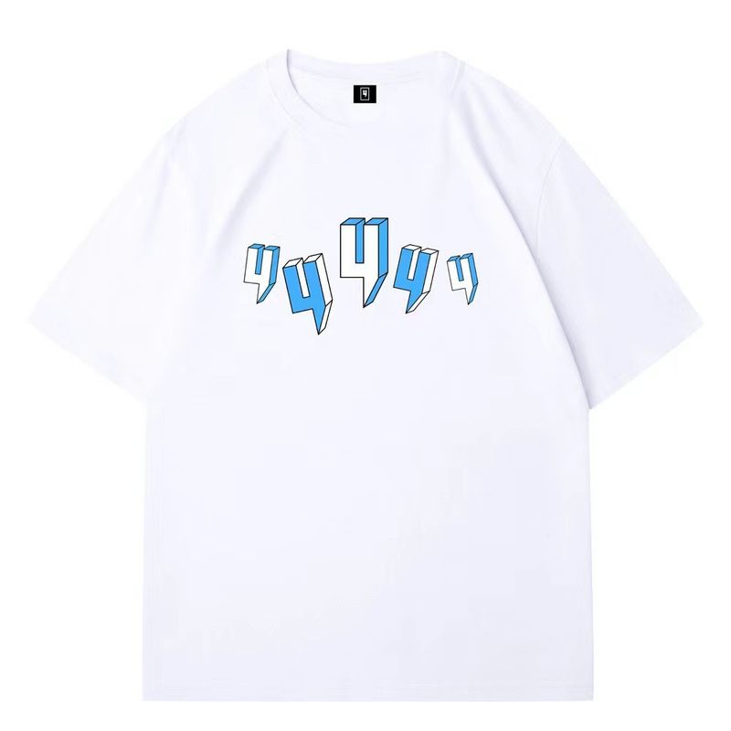2025 New Fashion Brand 3D Number 4 Printed T-Shirt Gothic High Street Casual Regular Shoulder Top_voghion.com