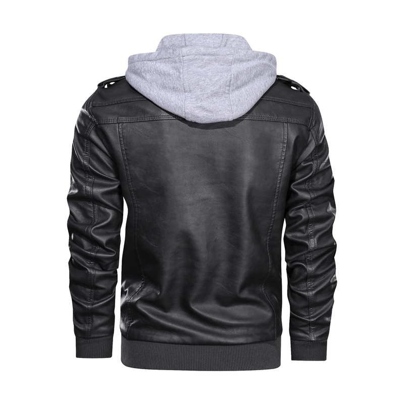 2025 Jacke Herren Slim Fit Reißverschluss PU Jacke Herbst Winter Herren Lederjacke Jacke Schwarz_voghion.com