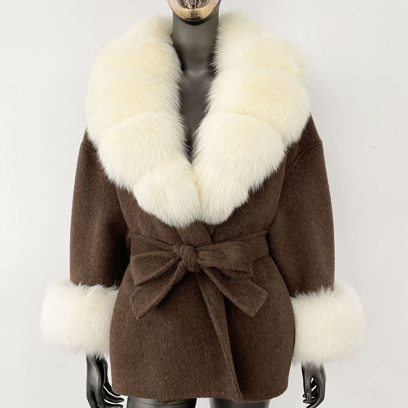 Luxuriöser doppelseitiger Wollmantel mit Fuchspelzkragen – Übergroßer Damen-Wintermantel, eleganter mittellanger Trenchcoat für Freizeit und Büro_voghion.com