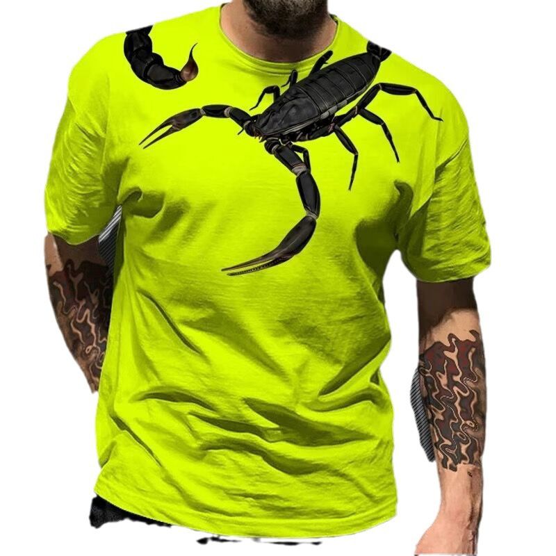 Camiseta con estampado digital 3D de escorpión animal, superventas de 2023, informal, de verano, de calle, con cuello redondo y manga corta_voghion.com