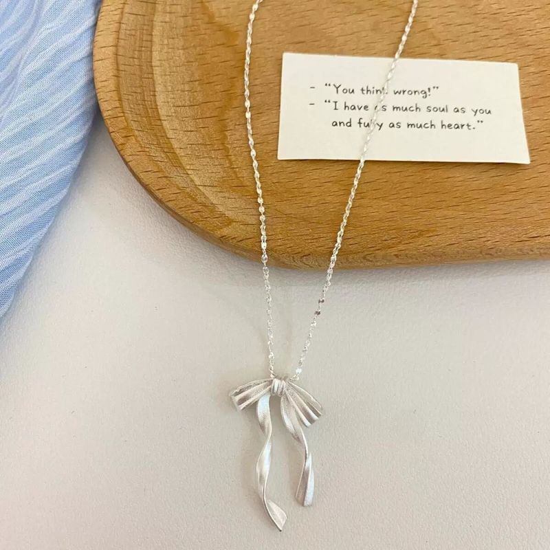 Strling Silvr Starry Ribbon Bow For Womn, Ins Styl, Light Luxury, Swt Girl, High-End Fl, Trndy Engravd_voghion.com