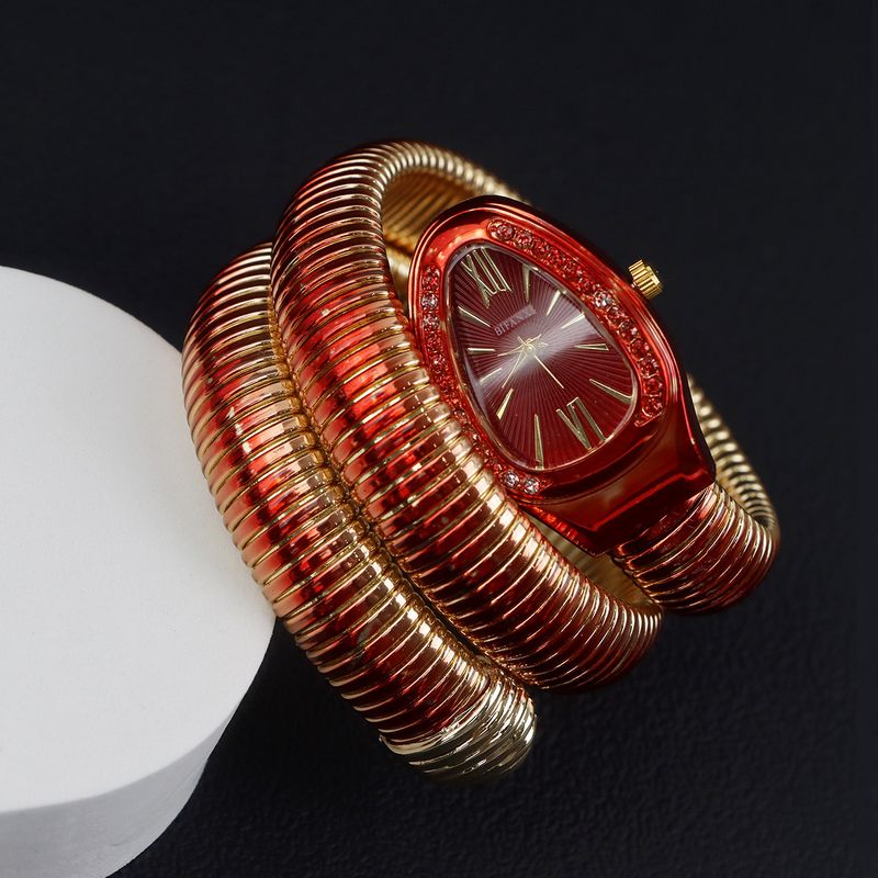 Fashion Creative Snake-Shaped For Women, Unique Pattern Quartz With Steel Band Bracelet, Electronic Watch_voghion.com